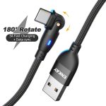 ENKAY 180 Grad drehbares USB-auf-Typ-C-3A-Schnelllade-Datenkabel mit LED-Licht – Bild 10