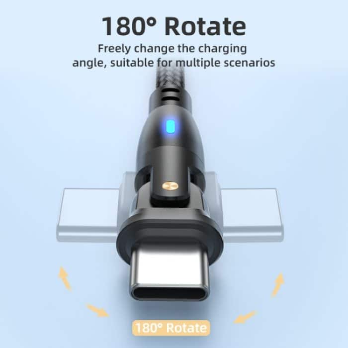 ENKAY 180 Grad drehbares USB-auf-Typ-C-3A-Schnelllade-Datenkabel mit LED-Licht – Bild 4