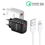 TE-005 QC3.0 18W USB-Schnellladegerät mit 1 m 3A USB-auf-8-Pin-Kabel, EU-Stecker – Bild 2