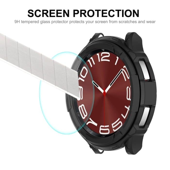 ENKAY Hat-Prince 2-in-1-TPU-Armor-Uhrengehäuse + 0,2 mm 9H-Displayschutz aus gehärtetem Glas, For Samsung Galaxy Watch6 Classic 47mm, For Samsung Galaxy Watch6 Classic 43mm – Bild 7