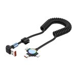 66 W 3 in 1 USB auf 8 Pin + Micro USB + USB-C / Typ-C Schnelllade-Winkelfederkabel – Bild 2