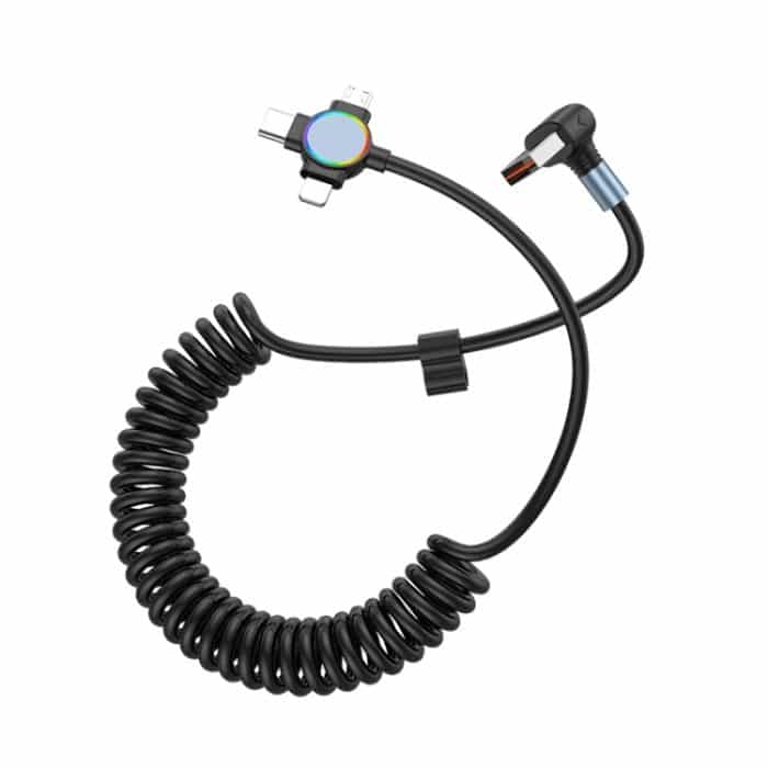 66 W 3 in 1 USB auf 8 Pin + Micro USB + USB-C / Typ-C Schnelllade-Winkelfederkabel – Bild 3