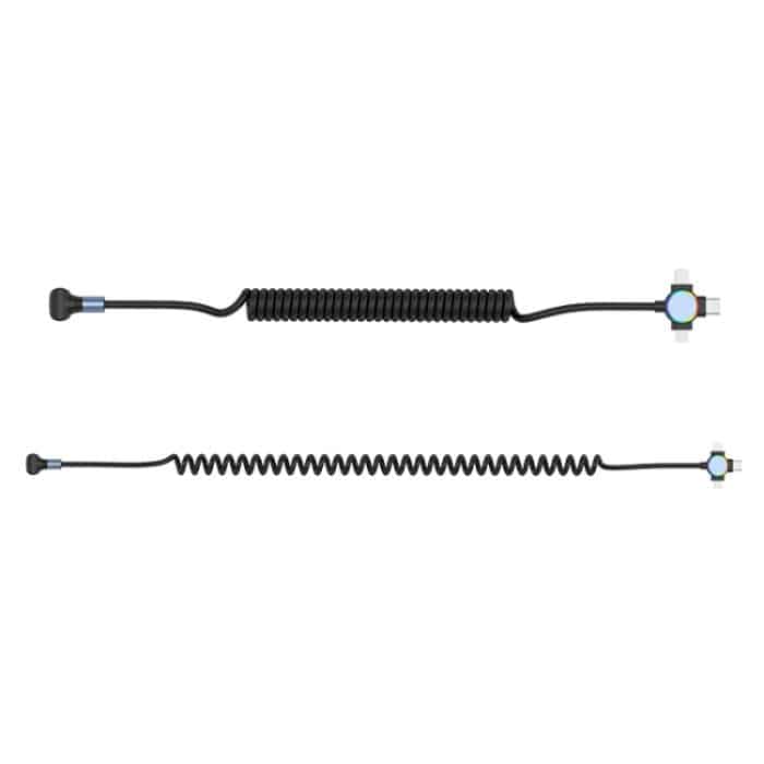 66 W 3 in 1 USB auf 8 Pin + Micro USB + USB-C / Typ-C Schnelllade-Winkelfederkabel – Bild 4