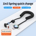 66 W 3 in 1 USB auf 8 Pin + Micro USB + USB-C / Typ-C Schnelllade-Winkelfederkabel – Bild 6