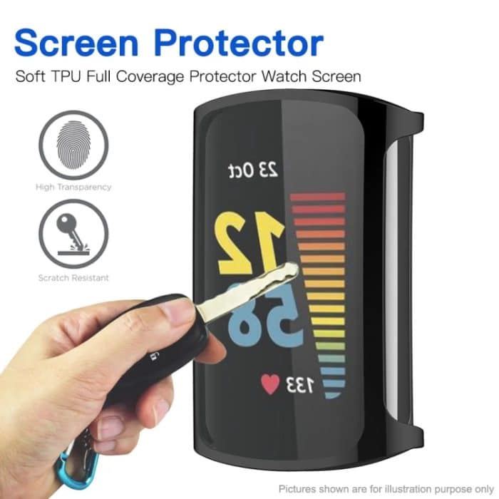 Für Fitbit Charge 6/5 TPU Shell + Film Integrierte Uhrenschutzhülle, Black, Transparent, White, Blue – Bild 4