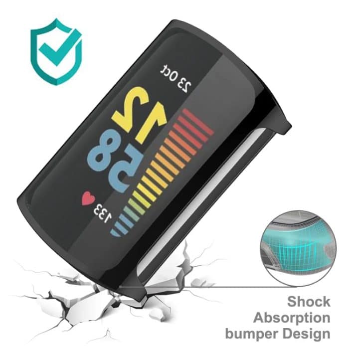 Für Fitbit Charge 6/5 TPU Shell + Film Integrierte Uhrenschutzhülle, Black, Transparent, White, Blue – Bild 5