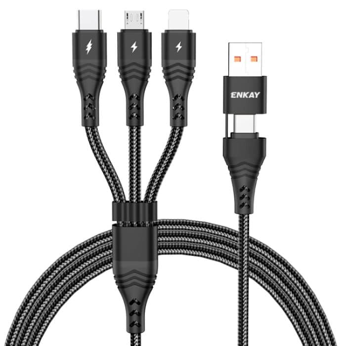 ENKAY 6-in-1 5A USB / Typ-C auf Typ-C / 8 Pin / Micro USB Multifunktions-Schnellladekabel – Bild 1