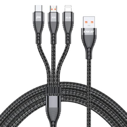 ENKAY 3-in-1 6A USB auf Typ-C / 8 Pin / Micro USB Multifunktions-Schnellladekabel