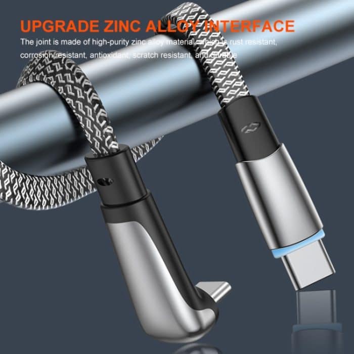 ENKAY PD30W Winkelstück Typ-C auf 8-poliges Schnelllade-Datengeflechtkabel mit Kontrollleuchte – Bild 5