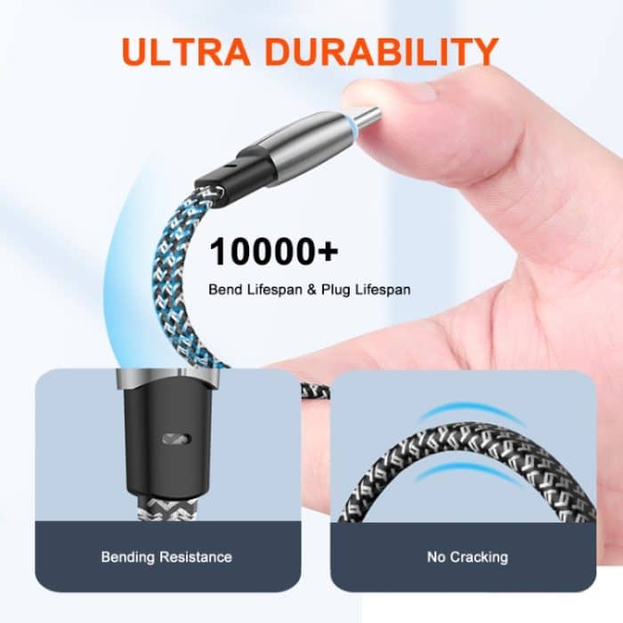 ENKAY PD30W Winkelstück Typ-C auf 8-poliges Schnelllade-Datengeflechtkabel mit Kontrollleuchte – Bild 9