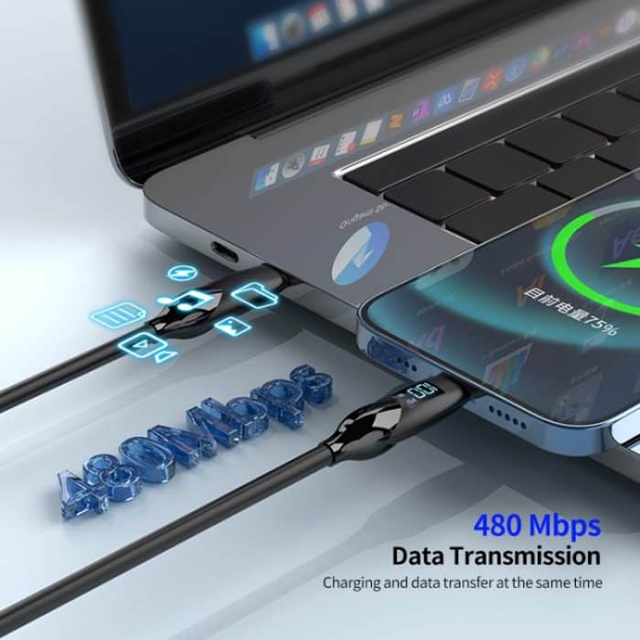 ENKAY PD30W Typ-C auf 8-poliges Schnellladedaten-Silikonkabel mit LED-Anzeige – Bild 4