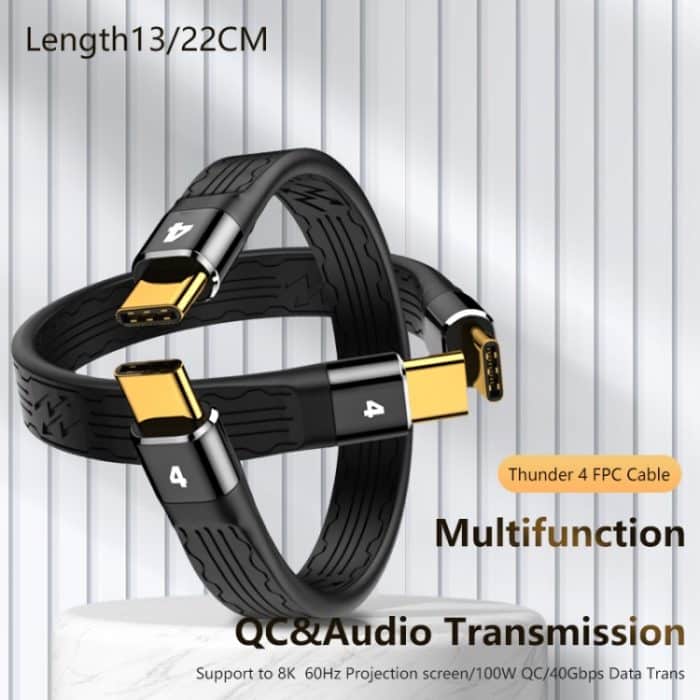 Thunderbolt 4 USB-C/Typ-C Stecker auf Stecker PD 100 W Lade-FPC-Datenkabel – Bild 2