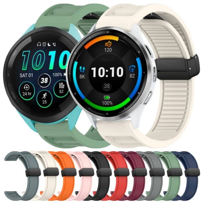 22 mm faltbares Uhrenarmband aus Silikon mit magnetischer Schnalle, For Garmin Forerunner 255, For Garmin Venu 2 – Bild 2