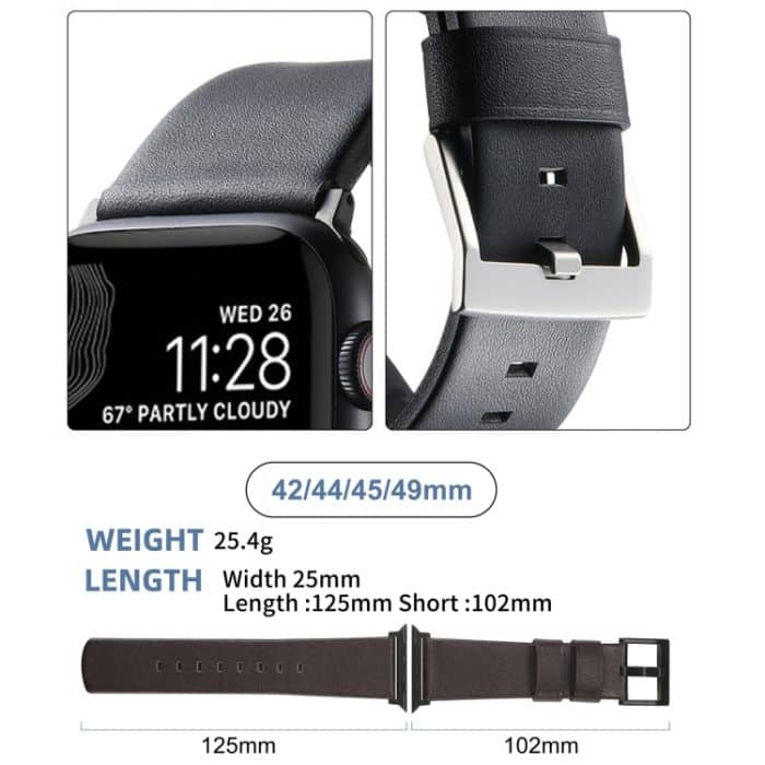 Uhrenarmband aus echtem Leder und Hybrid-Silikon, For Apple Watch Series 7 41mm, For Apple Watch Series 7 45mm, For Apple Watch SE 40mm, For Apple Watch SE 44mm, For Apple Watch Series 6 40mm, For Apple Watch Series 6 44mm, For Apple Watch Series 5 44m... – Bild 4