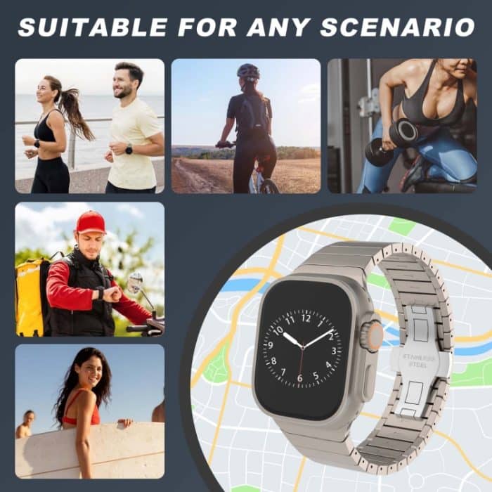 Uhrenarmband mit Schmetterlingsschnalle und Lackierung aus einer Perle, For Apple Watch SE 2023 44mm, For Apple Watch Ultra 2 49mm, For Apple Watch Series 9 45mm, For Apple Watch Ultra 49mm, For Apple Watch Series 8 45mm, For Apple Watch SE 2022 44mm... – Bild 5