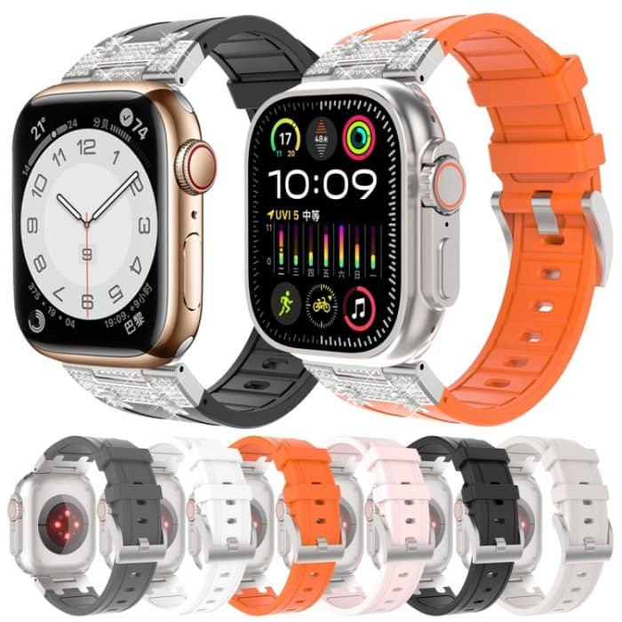 Silikon-Uhrenarmband mit Diamant-Sternenhimmel, For Apple Watch SE 2023 44mm, For Apple Watch Ultra 2 49mm, For Apple Watch Series 9 45mm, For Apple Watch Ultra 49mm, For Apple Watch Series 8 45mm, For Apple Watch SE 2022 44mm... – Bild 2