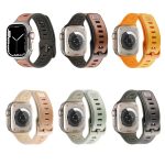 Uhrenarmband aus Leder und Silikon, For Apple Watch Series 10 46mm, For Apple Watch SE 2023 44mm, For Apple Watch Ultra 2 49mm, For Apple Watch Series 9 45mm, For Apple Watch Ultra 49mm, For Apple Watch Series 8 45mm, For Apple Watch SE 2022 44mm... – Bild 3