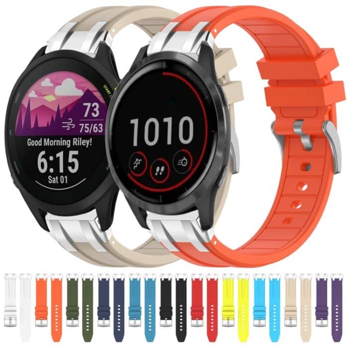 22 mm Uhrenarmband aus Silikon mit silberner Schnalle und Schnellverschluss, For Garmin Forerunner 255, For Garmin Venu 2, For Garmin Vivoactive 4 – Bild 2