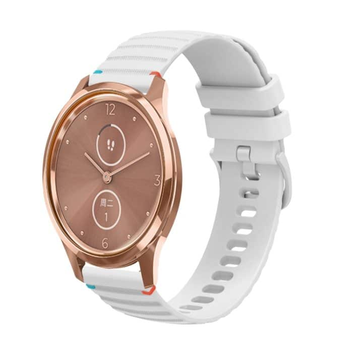 SYA002681222A.jpg Uhrenarmband aus Silikon mit gewellten, gepunkteten Nähten, 20 mm, For Garmin Vivomove Style, For Garmin Vivomove Luxe, For Garmin Vivomove HR Sport, For Garmin Forerunner 245 – Bild 1