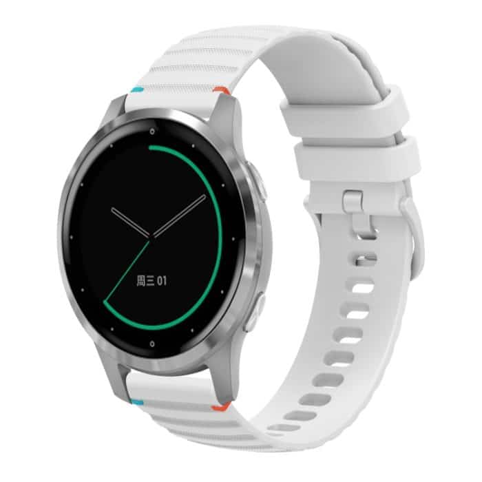 SYA002682605A.jpg Uhrenarmband aus Silikon mit gewellten, gepunkteten Nähten, 18 mm, For Garmin Active S, For Garmin Vivoactive 4S, For Garmin Vivomove 3S – Bild 1