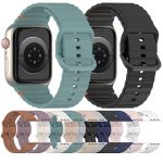 Uhrenarmband aus Silikon mit Wellenmuster und Nähten, For Apple Watch SE 2022 40mm, For Apple Watch SE 2022 44mm, For Apple Watch Series 7 41mm, For Apple Watch Series 7 45mm – Bild 3