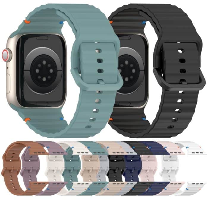 Uhrenarmband aus Silikon mit Wellenmuster und Nähten, For Apple Watch SE 2022 40mm, For Apple Watch SE 2022 44mm, For Apple Watch Series 7 41mm, For Apple Watch Series 7 45mm – Bild 3