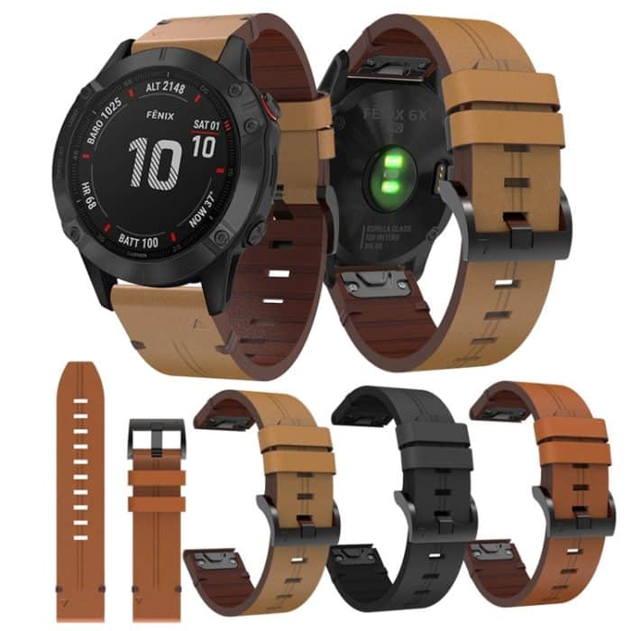 Uhrenarmband aus Leder und Stahl mit 22 mm Schnalle, For Garmin Fenix E 47mm, For Garmin Fenix 8 MIP 47mm, For Garmin Fenix 8 AMOLED 47mm, For Garmin Fenix 7 Pro 47mm, For Garmin Epix Pro 47mm, For Garmin MARQ Athlete Gen 2, For Garmin  Instinct 2 Sola... – Bild 2