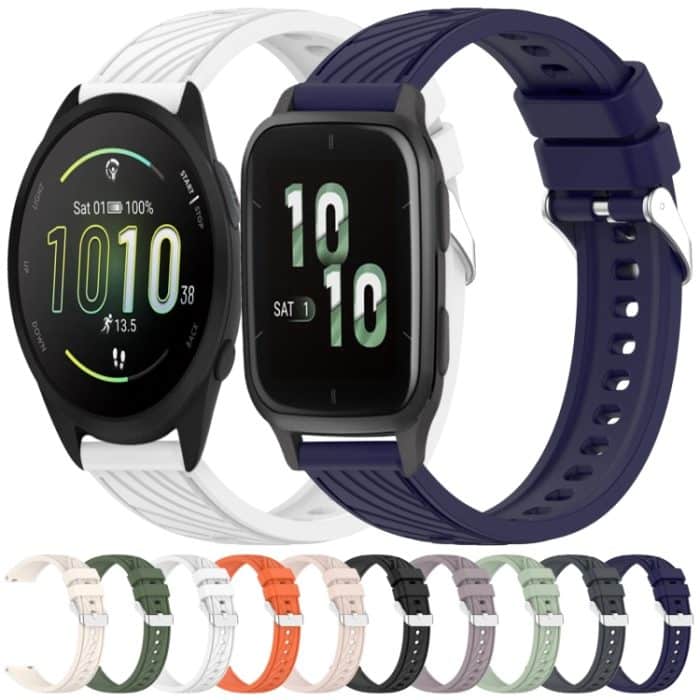 Uhrenarmband aus Silikon mit Streifenstruktur, 20 mm, For Garmin Forerunner Sq2 / Sq2 Music, For Garmin Venu SQ, For Garmin Venu 2 Plus, For Garmin Vivoactive 3 – Bild 2