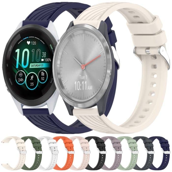 18 mm Silikon-Uhrenarmband mit Streifenstruktur, For Garmin Forerunner 255S, For Garmin Venu 2S, For Garmin Vivoactive 4S, For Garmin Vivomove 3S – Bild 2