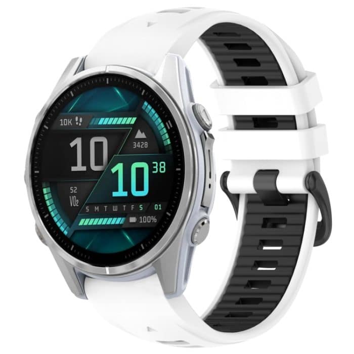 Zweifarbiges 20-mm-Silikon-Uhrenarmband mit Stahlschnalle und Schnellverschluss, For Garmin Fenix 8 AMOLED 43mm – Bild 1