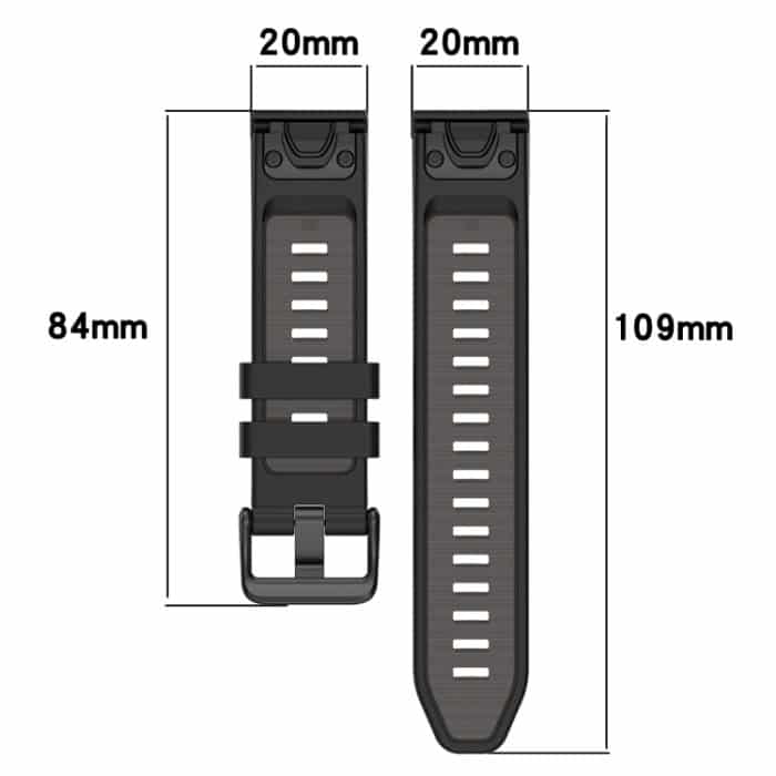 Zweifarbiges 20-mm-Silikon-Uhrenarmband mit Stahlschnalle und Schnellverschluss, For Garmin Fenix 8 AMOLED 43mm – Bild 5