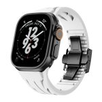 Tailored Uhrenarmband aus Silikon mit Schmetterlingsschließe aus Edelstahl in Schwarz, For Apple Watch 44mm / 45mm / 46mm / 49mm
