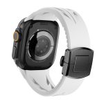 Tailored Uhrenarmband aus Silikon mit Schmetterlingsschließe aus Edelstahl in Schwarz, For Apple Watch 44mm / 45mm / 46mm / 49mm – Bild 9