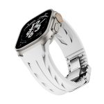 Tailored Uhrenarmband aus Silikon mit Schmetterlingsschließe aus Edelstahl und Silber, For Apple Watch 44mm / 45mm / 46mm / 49mm – Bild 8