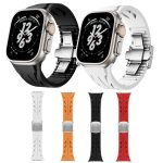 Tailored Uhrenarmband aus Silikon mit Schmetterlingsschließe aus Edelstahl und Silber, For Apple Watch 44mm / 45mm / 46mm / 49mm – Bild 2