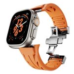Tailored Uhrenarmband aus Silikon mit Schmetterlingsschließe aus Edelstahl und Silber, For Apple Watch 44mm / 45mm / 46mm / 49mm – Bild 5