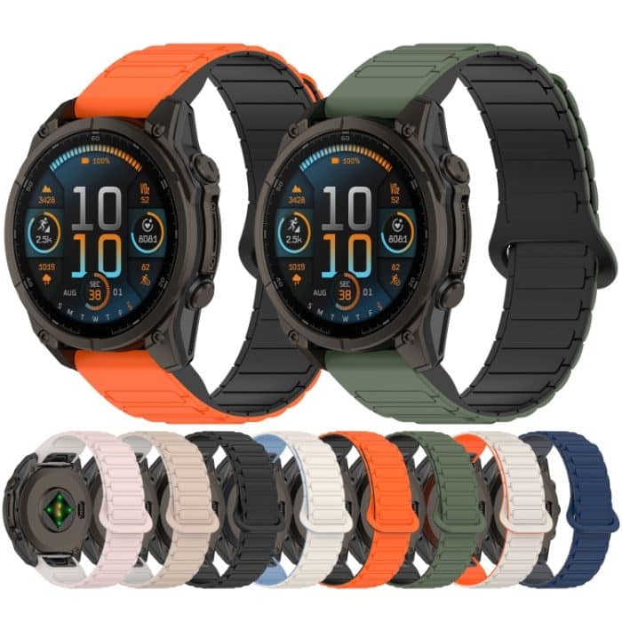 Zweifarbiges 22-mm-Uhrenarmband aus Silikon mit Magnetschnalle und Schnellverschluss, For Garmin Fenix 8 47mm – Bild 2