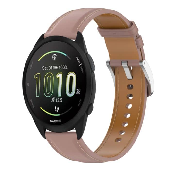 SYA002730701A.jpg Uhrenarmband aus echtem Leder mit Schnellverschluss aus Edelstahl, 20 mm, For Garmin Forerunner 165 – Bild 1