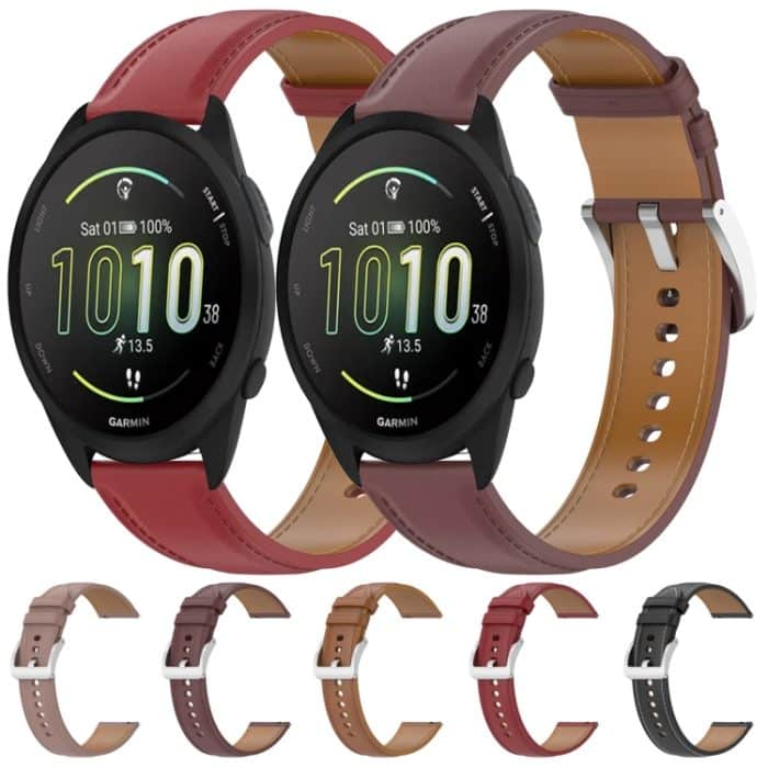 Uhrenarmband aus echtem Leder mit Schnellverschluss aus Edelstahl, 20 mm, For Garmin Forerunner 165 – Bild 2