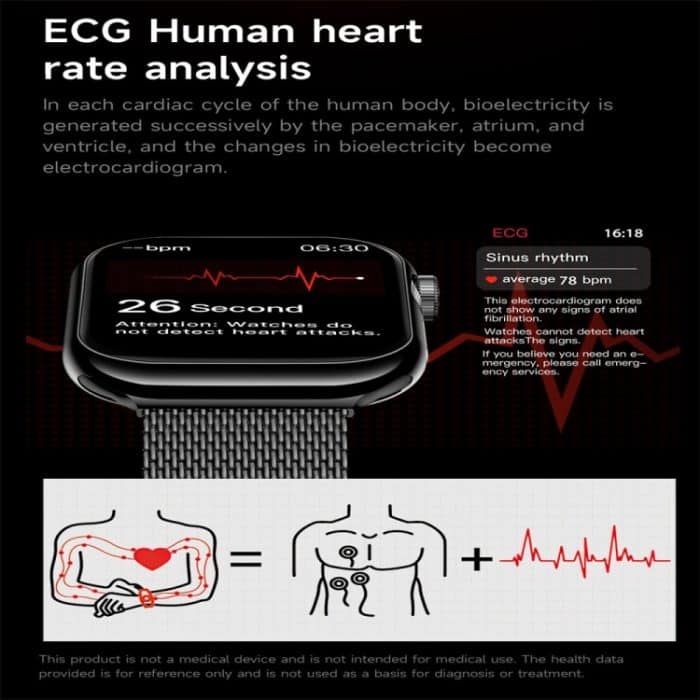 KL08 2,04 Zoll Farbdisplay Smart Watch Milan Stahlarmband, unterstützt Bluetooth-Anrufe – Bild 2