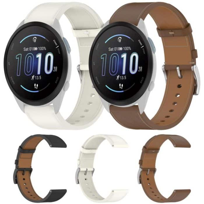 20 mm Lederarmband mit Druckknopf, For Garmin Forerunner 165 – Bild 2