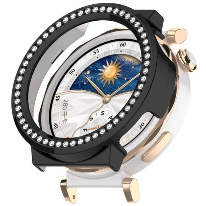 Einreihiges Diamant-Halbabdeckungs-PC-Hohluhr-Schutzgehäuse, For Huawei Watch GT5 Pro 42mm – Bild 1