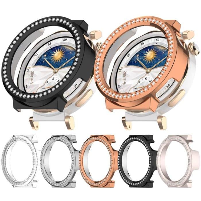 Einreihiges Diamant-Halbabdeckungs-PC-Hohluhr-Schutzgehäuse, For Huawei Watch GT5 Pro 42mm – Bild 2