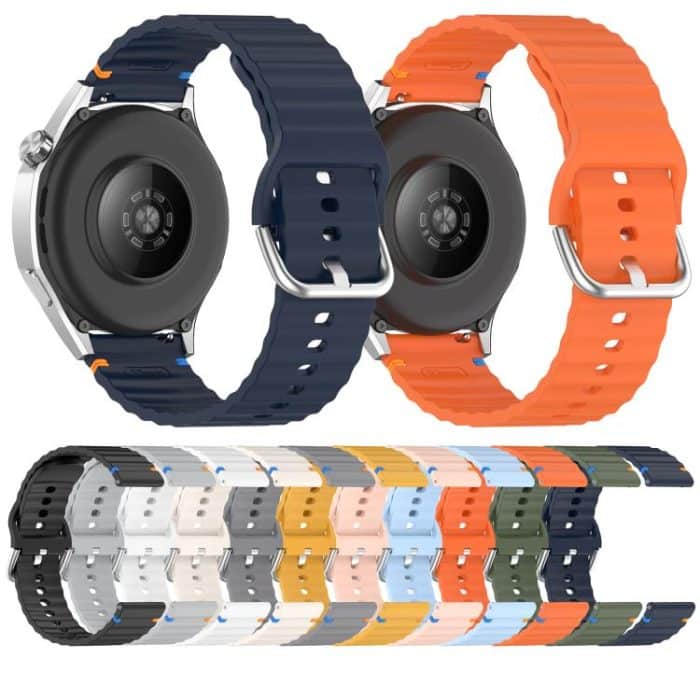 20 mm Silikon-Uhrenarmband mit gewellter Maserung und Nähten, For Garmin Forerunner 165 – Bild 3