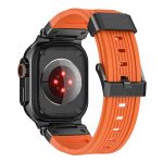 Edelstahl-Anschluss Vertikale Maserung TPU Uhrenarmband, For Apple Watch 46mm / 49mm / 45mm / 44mm – Bild 6