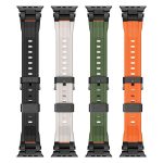 Edelstahl-Anschluss Vertikale Maserung TPU Uhrenarmband, For Apple Watch 46mm / 49mm / 45mm / 44mm – Bild 3