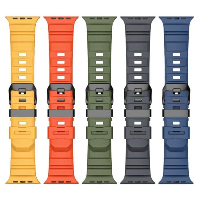 Black Buckle Field Path Fluororubber Watch Band, For Apple Watch 46mm / 49mm / 45mm / 44mm – Bild 3