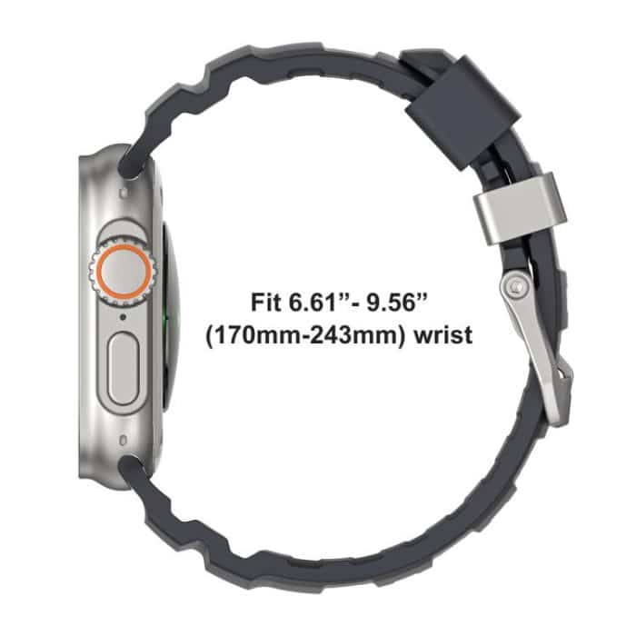 Black Buckle Field Path Fluororubber Watch Band, For Apple Watch 46mm / 49mm / 45mm / 44mm – Bild 5
