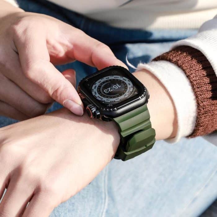 Titanium Buckle Field Path Fluororubber Watch Band, For Apple Watch 46mm / 49mm / 45mm / 44mm – Bild 6