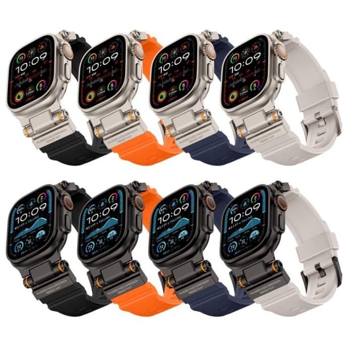 Metal Connector Explorer Silicone Watch Band, For Apple Watch 42 / 44 / 45 / 46 / 49mm – Bild 2